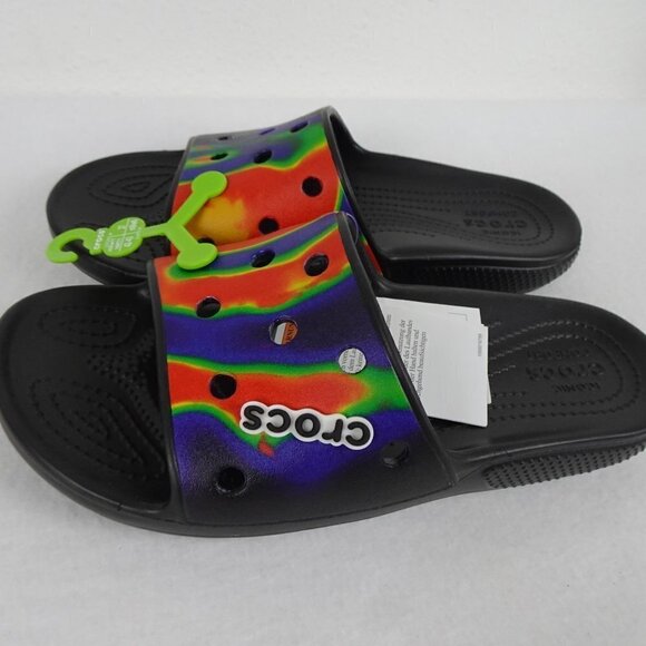 Crocs Solarized Slides Sandals Men's Size 9 Women's 11 Red Blue Colorful - Picture 7 of 10